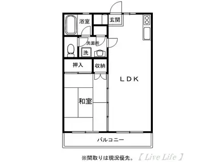 アメニティハウス(1LDK/4階)の間取り写真