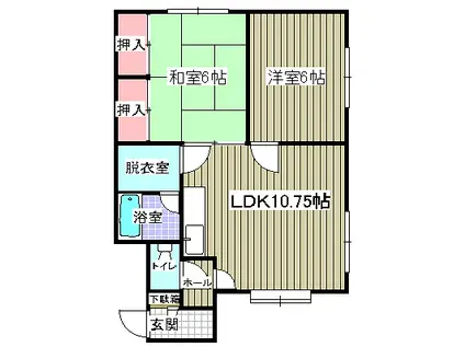 コーポ大和(2LDK/2階)の間取り写真
