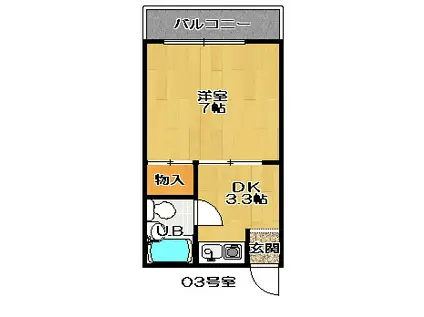 Mロード住道 (1K/2階)の間取り写真