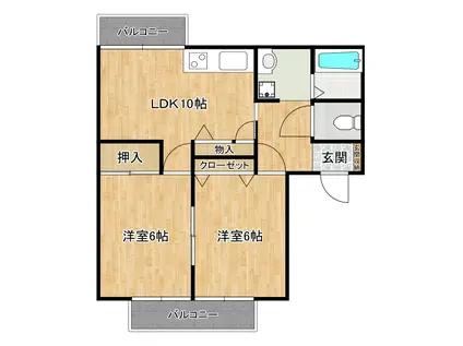 リバーウェルス(2LDK/2階)の間取り写真