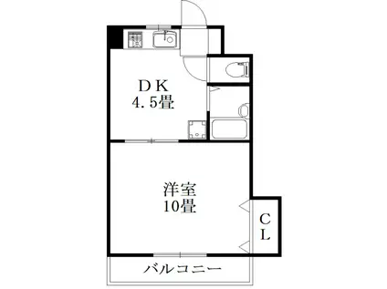 マリンサイド(1DK/4階)の間取り写真