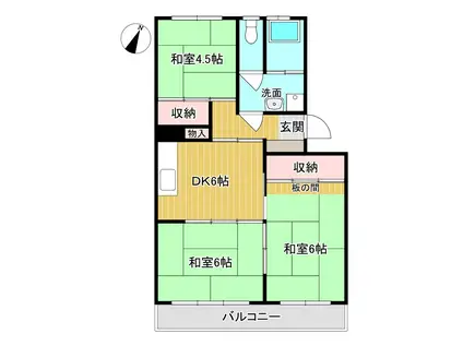 あけぼのハイツ(3DK/4階)の間取り写真