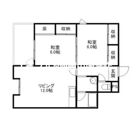小倉ビル(2LDK/4階)の間取り写真