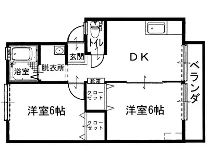 ルネス吉岡6号地(2DK/2階)の間取り写真
