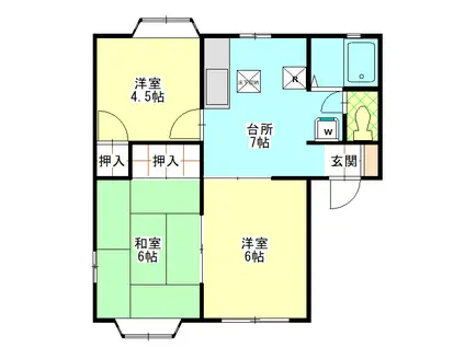 レクサス南光台I(3DK/2階)の間取り写真