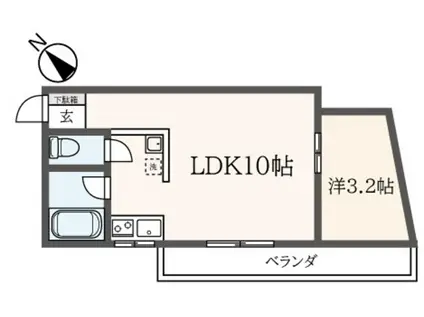 ラフォーレIBA(1LDK/1階)の間取り写真