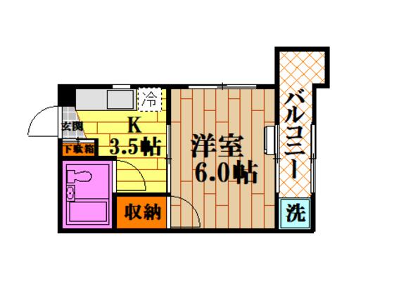 MNビル(1K/4階)の間取り写真