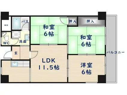 サンハイムマスヤマ(3LDK/2階)の間取り写真
