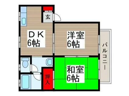 三上ハイツI(2DK/2階)の間取り写真