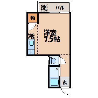 コンフォーティア泉(ワンルーム/1階)の間取り写真