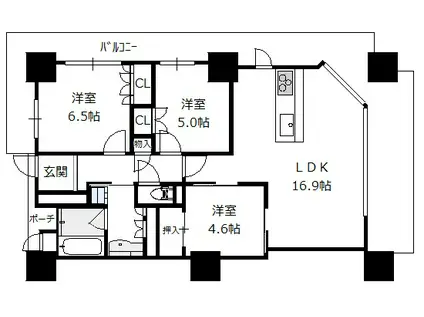 プラネ・ルネ スプリングスタワー大阪(3LDK/25階)の間取り写真