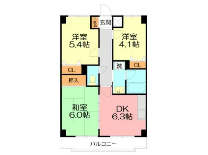 マンションひかり(3DK/2階)の間取り写真