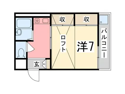 SMILE東今宿(1K/2階)の間取り写真