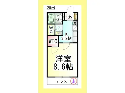 JH ノーチェ湘南(1K/1階)の間取り写真