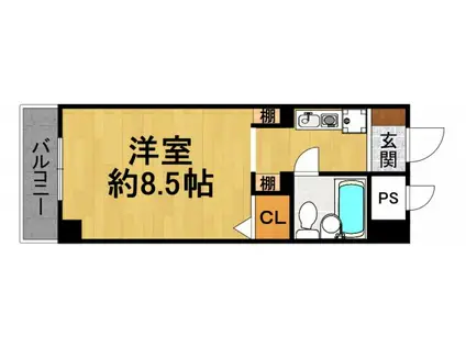 猪名寺パークマンション2(ワンルーム/7階)の間取り写真