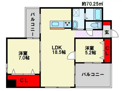 KSK中須コアプレイス(2LDK/5階)の間取り写真