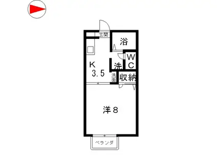ＪＲ山陽本線 新倉敷駅 徒歩15分 2階建 築29年(1K/2階)の間取り写真