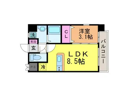 アルファ プレミアム 高砂(1LDK/4階)の間取り写真