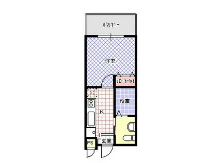 松尾ハイツ寝屋川(1DK/3階)の間取り写真