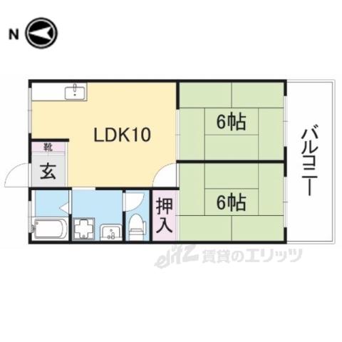 中津ハイツA(2LDK/2階)の間取り写真