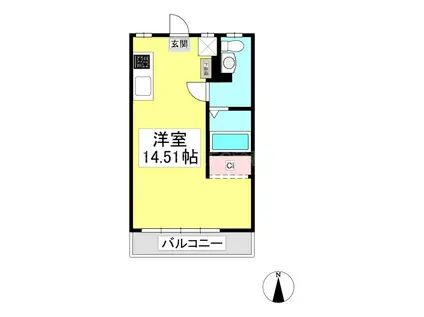 LIBERTA三谷(ワンルーム/1階)の間取り写真