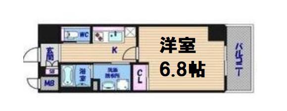 ジュネーゼグラン本町イースト(1K/2階)の間取り写真