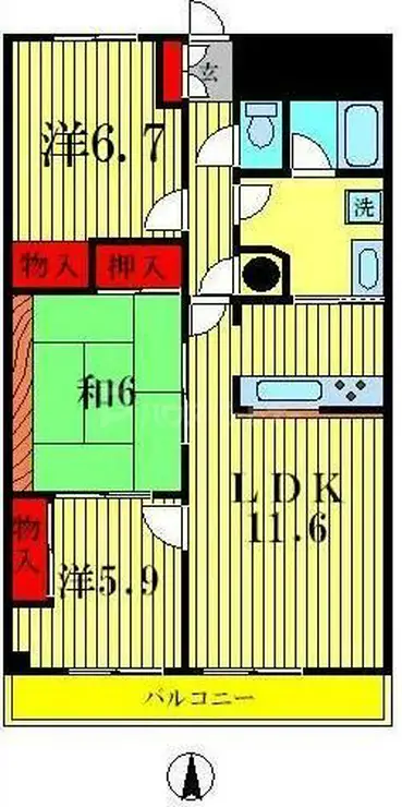 グレース白鳥 5階階 間取り