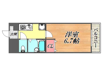 アクティ塚口(1K/3階)の間取り写真