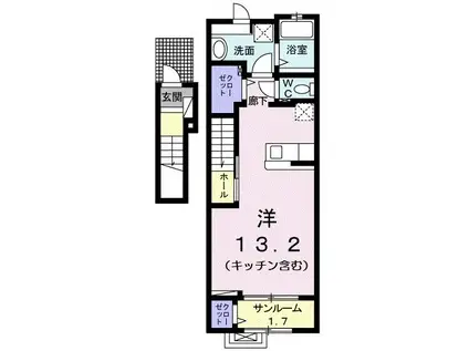 エム・ケイ・ワン(ワンルーム/2階)の間取り写真