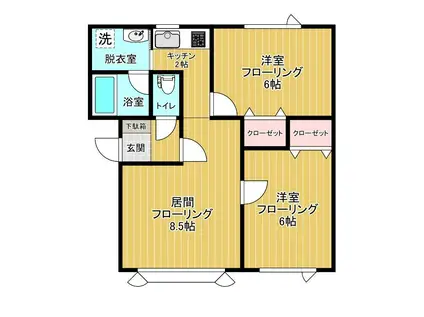 ハッピー96II(2LDK/2階)の間取り写真