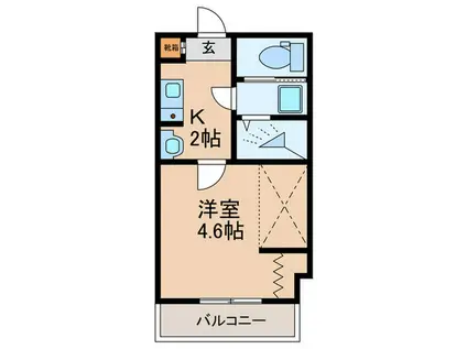 グリーンヴィレッジ(ワンルーム/2階)の間取り写真