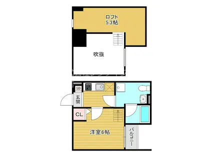 ソラーナ新今里(1K/2階)の間取り写真