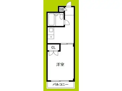 ホワイトビル(1DK/3階)の間取り写真