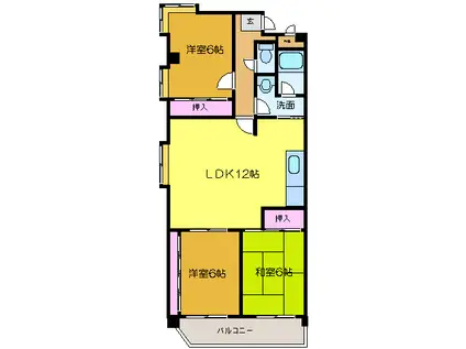 クリスタルヒルズ(3LDK/7階)の間取り写真