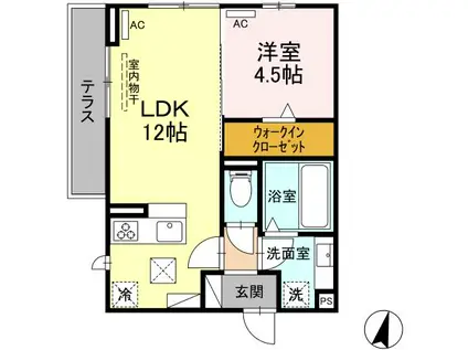 メゾン・ド・エール(1LDK/1階)の間取り写真