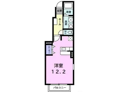 クレストパークコート(ワンルーム/1階)の間取り写真