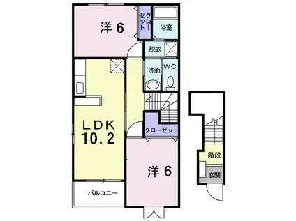 メリーハウス・ひまわりA(2LDK/2階)の間取り写真