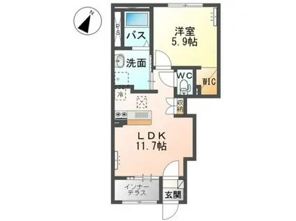 ラベンダー(1LDK/1階)の間取り写真