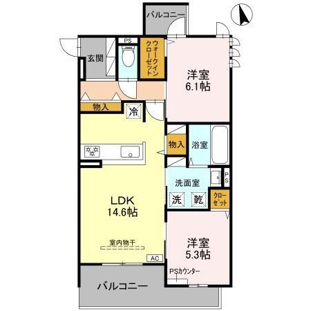 フィエルテ(2LDK/2階)の間取り写真