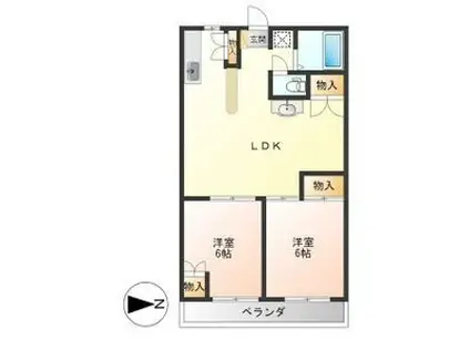 コーポ山隆(2LDK/3階)の間取り写真
