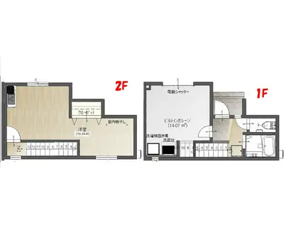 ガレージハウス桜木(ワンルーム/1階)の間取り写真