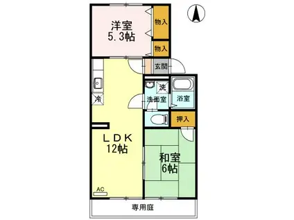オレンジハウスA(2LDK/1階)の間取り写真