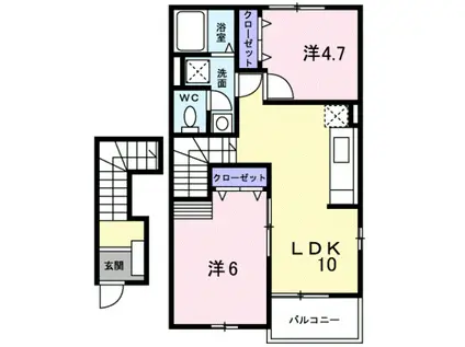 サニーPIAZZA(2LDK/2階)の間取り写真