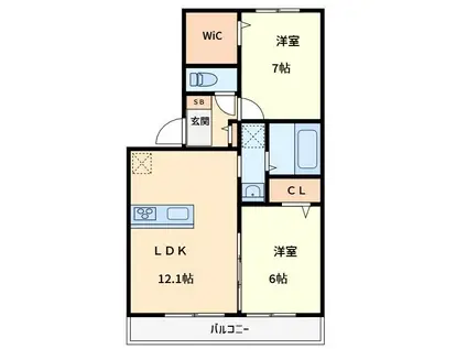 アン アヴニール(2LDK/1階)の間取り写真