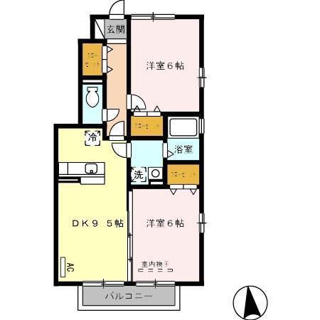 グランモア TOJIKI(2DK/1階)の間取り写真