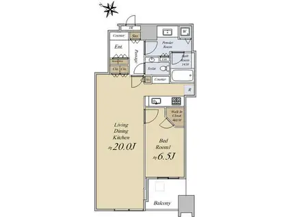 大崎ウエストシティタワーズ(1LDK/37階)の間取り写真