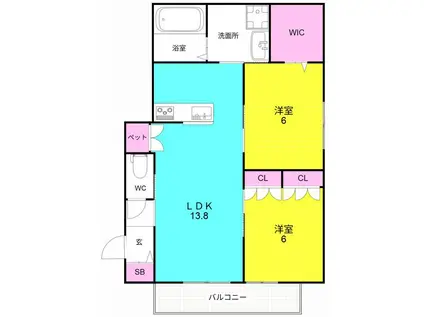 メゾン甲子園口(2LDK/3階)の間取り写真