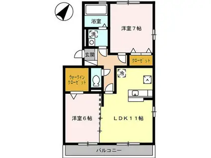 リバブル北高下A棟 A棟(2LDK/1階)の間取り写真