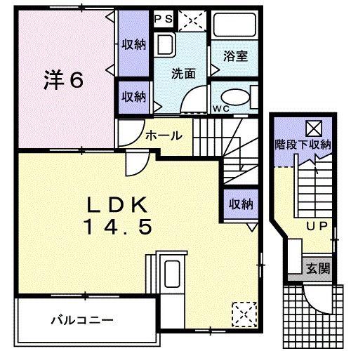 フルール(1LDK/2階)の間取り写真