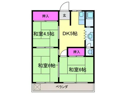 山福マンション(3DK/7階)の間取り写真